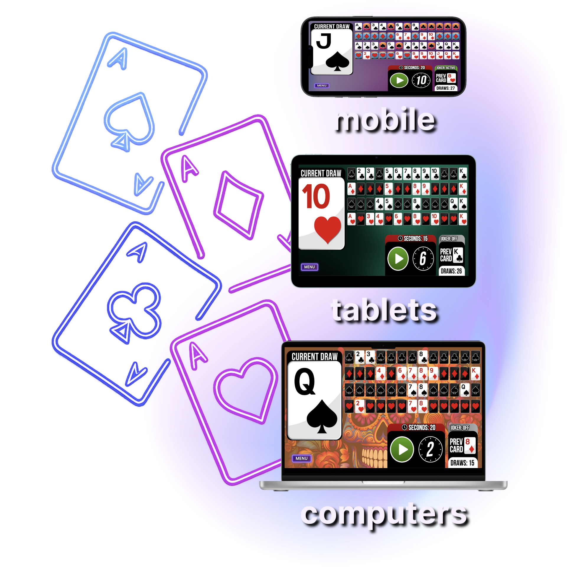 Three kinds of Apple devices, all displaying the DINGO! app